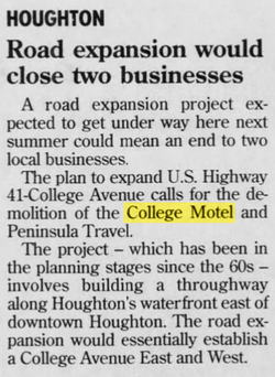 College Motel - 1996 Article On Road Expansion (newer photo)
